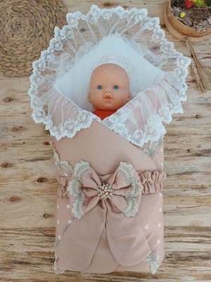 Epilons Yenidoğan Pamuk Papatya Desenli Trilüks Unisex Kundak Bebek Battaniyesi