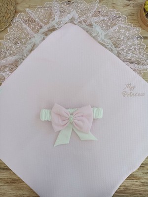 Epilons Bal Peteği My Princess Taç Nakış Inci Fiyonklu Dantel Duvaklı Delüks Kundak Bebek Battaniyesi