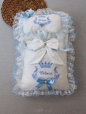 Epilons Yenidoğan Nil Taç Nakışlı Kundaklı Trilüks 3lü Alt Açma Seti