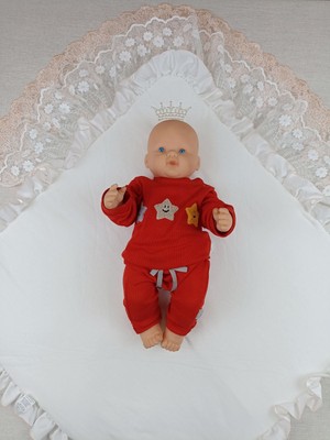 Epilons Yenidoğan Sahra Taç Nakışlı Trilüks Kundak Bebek Battaniyesi