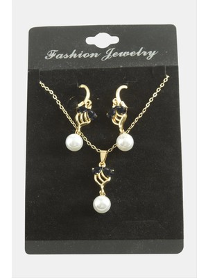 LTG Nova Çiçek Inci Zirkon Taşlı Set Kolye