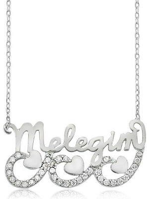 Epilons 925 Ayar Gümüş Meleğim Yazılı Kalpli Kadın Gümüş Kolye PT0460043 (1021)