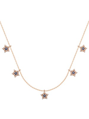 Epilons 925 Ayar Gümüş Yıldız Nazarlı Şans Kadın Gümüş Kolye T6673 (1021)