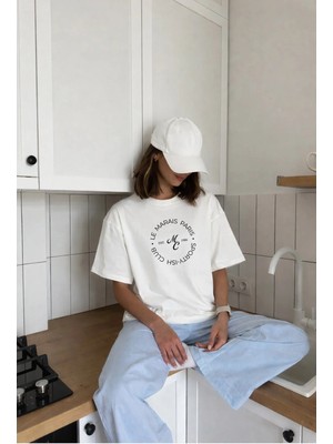 Monila Kadın Premium Kumaş Baskılı Oversize T-Shirt