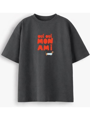 Monila Kadın Premium Kumaş Baskılı Oversize T-Shirt