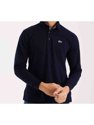 Lacoste Polo Uzun Kol Lacivert Regular Fit Erkek Sweatshirt