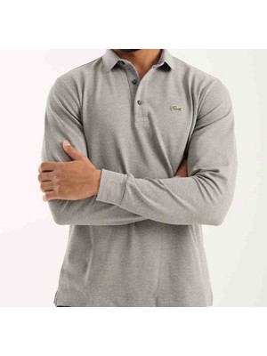 Lacoste Polo Uzun Kol Gri Regular Fit Erkek Sweatshirt
