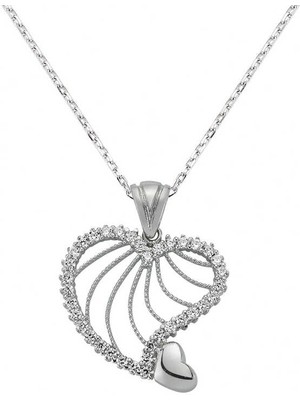 Epilons 925 Ayar Gümüş Kalpli Kadın Gümüş Kolye PND47138036 (1021)