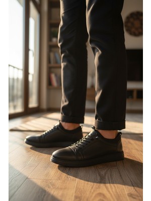 Enoch Maskülen Seri Siyah Premium Dokulu Konfor Taban Sneaker