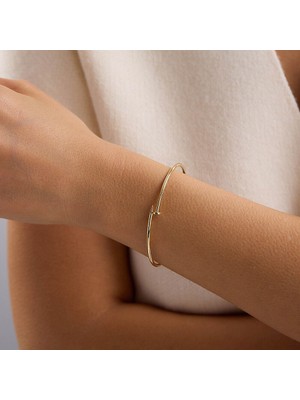 Sembol Gold 14 Ayar Altın Çivi Kelepçe Bileklik 2,50 gr 6,0 cm