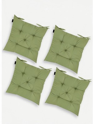 Gullfoss Yeşil Dekoratif Pofidik Sandalye Minderi 4’lü Set (40X40 Cm)
