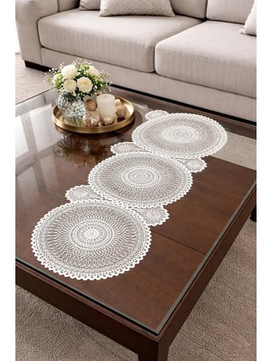 Dilex DİLEX Nakışlı Runner Masa Örtüsü Beyaz 37x115 cm Dantel Detaylı Şık Masa Runner Günlük ve Çeyizlik
