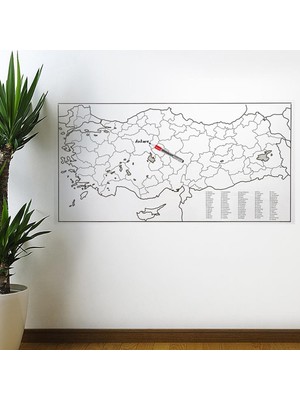 By Nevser Yazılabilir Türkiye Haritası Manyetik Duvar Stickerı 110 x 56 cm