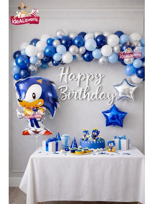 Bkmc Party Sonic Boom Temalı Doğum Günü Süsleme Seti |balon Zinciri Sonic Folyo Balon Yıldız Balon Parti Dekoru