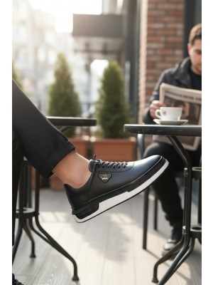 Enoch Otorite Serisi Haki Deri Katmanlı Yüksek Taban Premium Sneaker