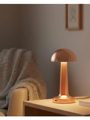 Butik Bronz Dokunmatik Masa Lambası 3 Renk LED Şarjlı Kablosuz USB Çıkışlı