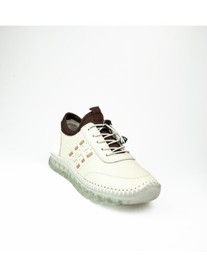 Voyager Z510 Ekru Deri Günlük Kadın Ayakkabı