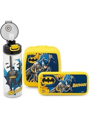 Starseven Batman Lisanslı Okul Seti; 500 ml Matara, Beslenme Kutusu, Kalem Kutusu