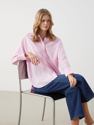 Lc Waikiki Yeni Sezon Düz Uzun Kollu Oversize Kadın Gömlek