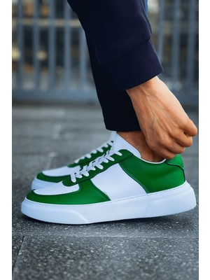 Roof Atelier Erkek Beyaz Yeşil Delikli Tasarımlı Spor Ayakkabı  - 087 - Fbt Kenton