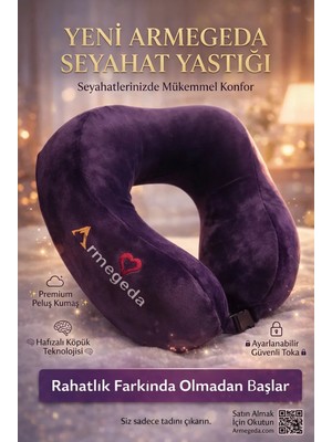 armegeda sıradışı tasarımlar Kalpli Armegeda Visco Seyahat Yastığı 212 Özel 14 Şubat Serisi Mor-Stokla Sınırlı
