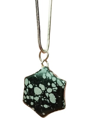 Obsidyen Doğal Taşı Zincirli El Yapımı Kolye Uç: 2 cm Zincir: 20 cm Kutulu