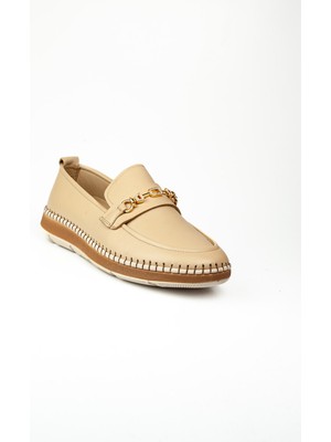 Voyager Z540 Bej Deri Günlük Kadın Ayakkabı