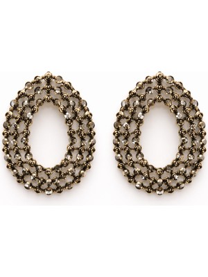 Angelovia Oval Taşlı Bakır Kaplama Kadın Çelik Küpe