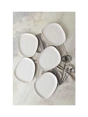 Starseven Keramika Mat Beyaz Tetra Servis Tabağı 30 cm 6 Adet