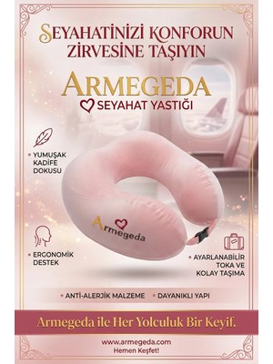 armegeda sıradışı tasarımlar Kalpli Armegeda Visco Seyahat Yastığı 212 Özel 14 Şubat Serisi Mor-Stokla Sınırlı