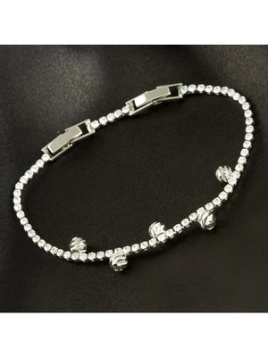 Starseven Ince Yuvarlak Tamtur Zirkon Taşlı Lüks Kararmaz Bileklik