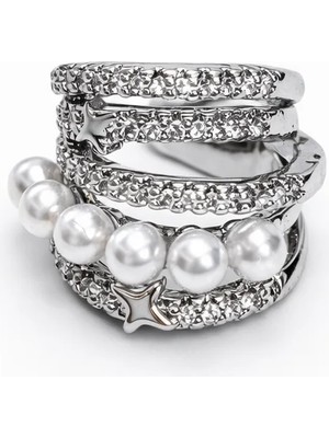 Angelovia Gümüş Inci Taşlı Earcuff