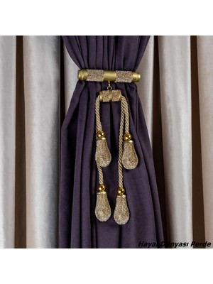 Hayal Dünyası Orta Bağlama Özel Yapım Ahşap Taşlı Perde Bağı Braçol Perde Aksesuarı