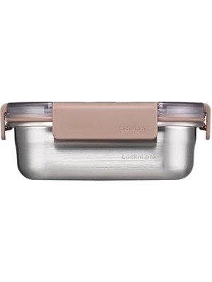 Starseven Locknlock Paslanmaz Çelik Fırın - Saklama Kabı Dörtgen Kilitli 310 ml - Kahverengi
