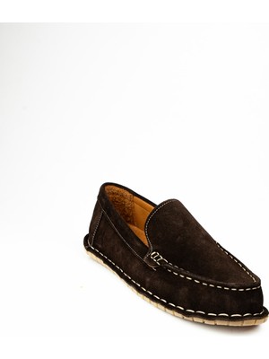 Moda Arena 601 Kahverengi Süet Deri Kadın Babet