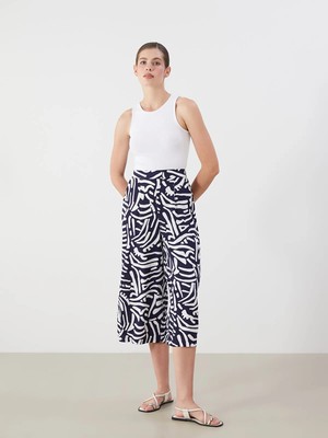 Lc Waikiki Yeni Sezon Beli Lastikli Desenli Kadın Pileli Kapri