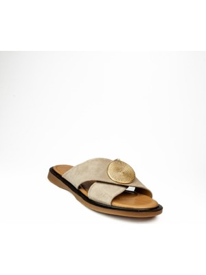 Moda Arena 26660 Vizon Süet Deri Kadın Terlik