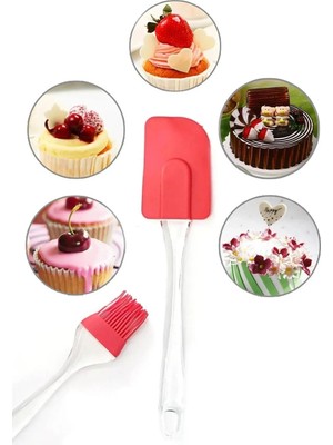 Zemira 2 Li Set Silikon Pasta - Börek - Poğaça Fırçası Silikon Spatula Seti