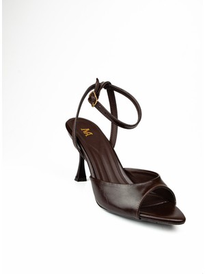 Moda Arena 606 Kahverengi Topuklu Abiye Kadın Ayakkabı