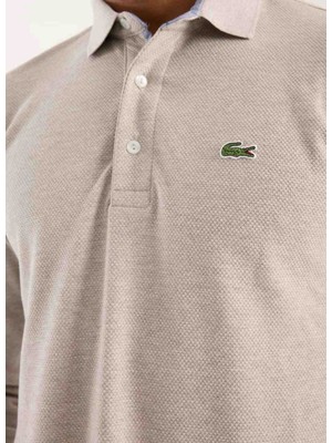Lacoste Polo Uzun Kol Açık Bej Regular Fit Erkek Sweatshirt