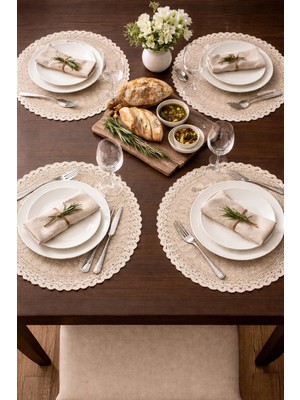 Dilex DİLEX Bej Supla Seti 4 Adet – 37 cm Şık Masa Servis Altlığı