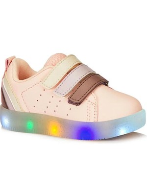 Vicco Ortopedik Kız Çocuk Spor Ayakkabı Pudra Işıklı Tabanlı Düz Bağlama Özellikli