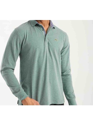 Lacoste Polo Uzun Kol Yeşil Regular Fit Erkek Sweatshirt