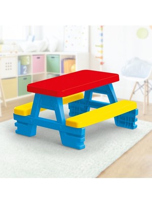 Özbience Renkli Çocuk Piknik Masası, 4 Kişilik, Eğlenceli ve Kullanışlı Tasarım