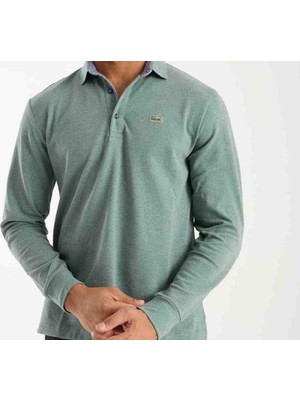 Lacoste Polo Uzun Kol Yeşil Regular Fit Erkek Sweatshirt