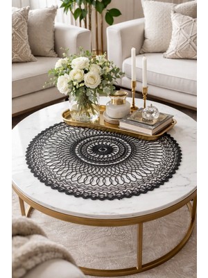 Dilex DİLEX Nakışlı Siyah Supla – 37 cm Şık Sofra Sunum Altlığı