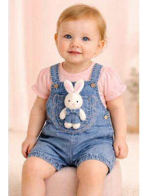 Almira Anne Bebek Bebek Kız Için Kot Tişört ve Bahçıvan Tulum Takımı Yazlık