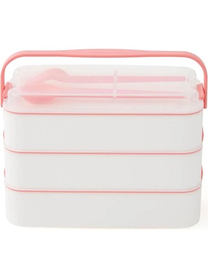 Epilons 3 Katlı Kulplu Beslenme Kabı Diyet Sefer Tası Saklama Kabı Çatal Kaşıklı (1177)