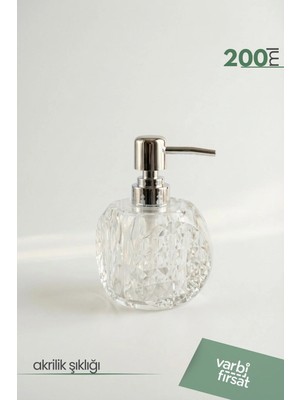 VarBiFırsat Akrilik Prizmatik Sıvı Sabunluk 200 ml | Modern Dekoratif Tasarım | Şeffaf