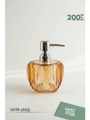 VarBiFırsat Akrilik Dalgalı Sıvı Sabunluk 200 ml | Modern Dekoratif Tasarım | Amber